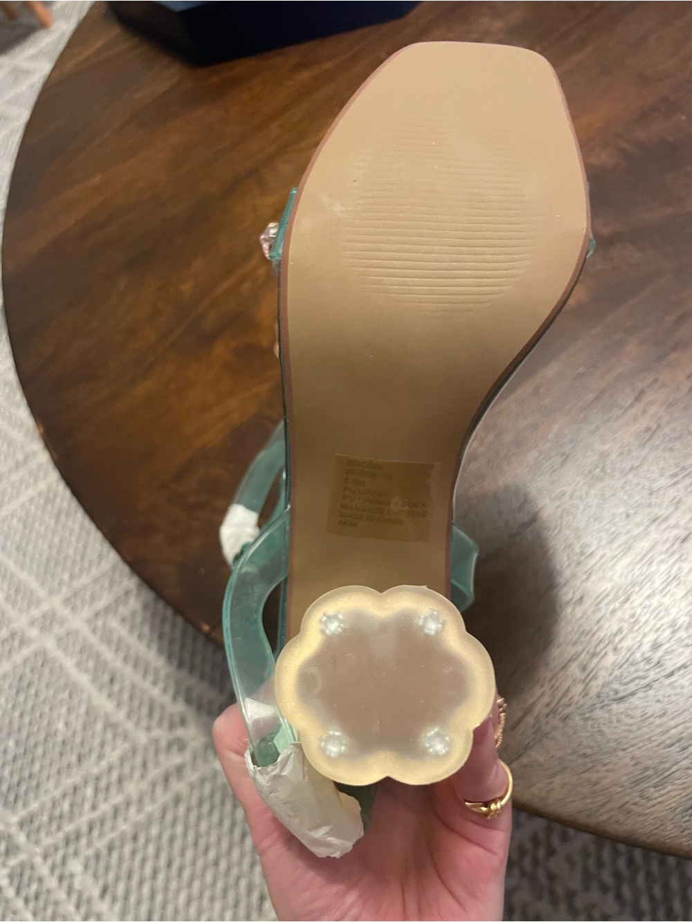 Betsey Johnson Teal “Brodie” clear Ankle-Strap Heels with Crystals, size 6.5 - Picture 10 of 15